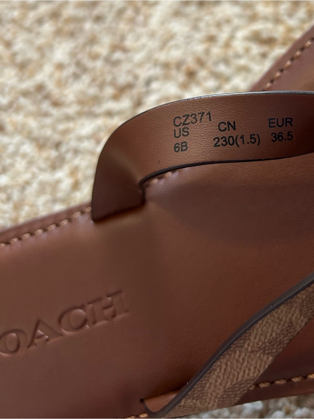 Coach Brown Leather Logo-Trim Flip Flop Sandals - Picture 8 of 8